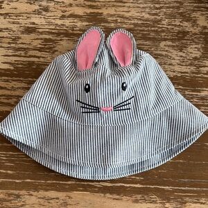 Striped Bunny Ear Sun Hat for Kids - Pink Accent perfect condition never worn